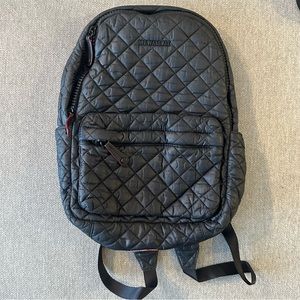 MZ Wallace Mini Metro Backpack Gray Quilted Nylon Gold Hardware Dust Bag